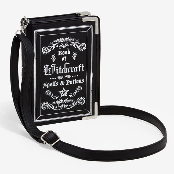 Hot Topic Handbags - Hot Topic Goth Witchcraft Spells & Potions Book Black Crossbody Bag Purse NWT